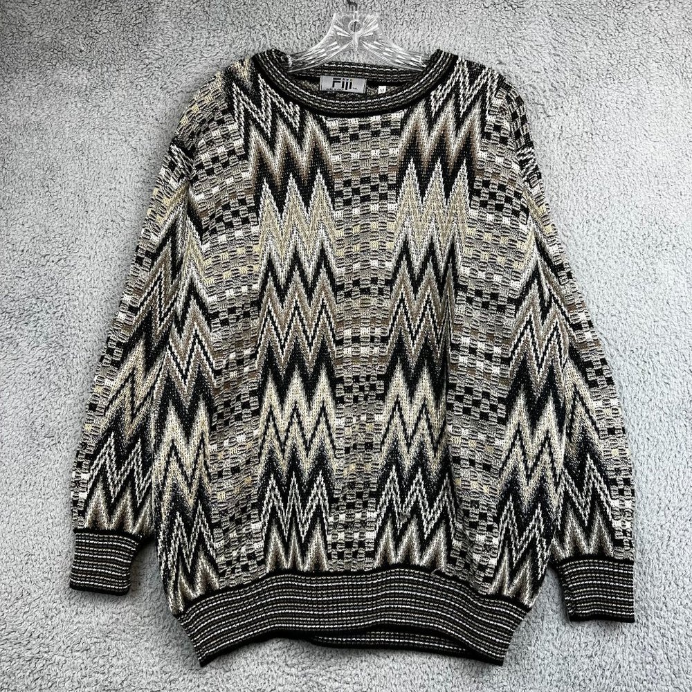 VINTAGE FIII ITALIAN GEOMETRIC SWEATER CROSBY MULTICOLOR M